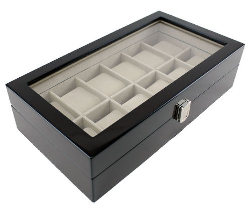 Heiden Premier 12pc Watch Box Case - Espresso (Great for Extra Large Watches)