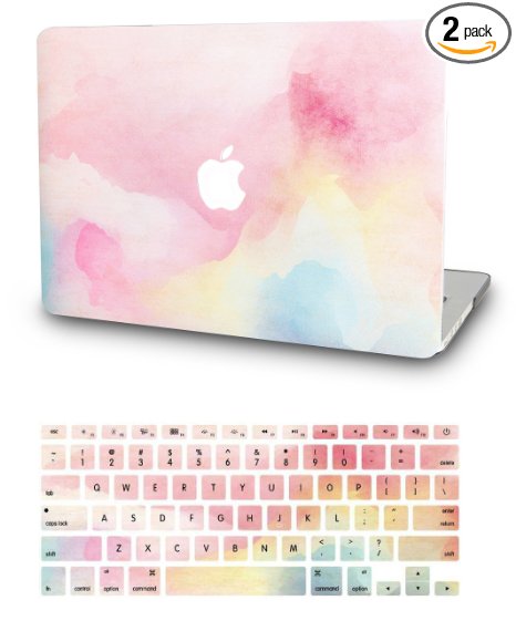 KEC MacBook Air 13 Inch Case with KeyBoard Cover Plastic Hard Shell Cover A1369 / A1466 (Rainbow Mist)