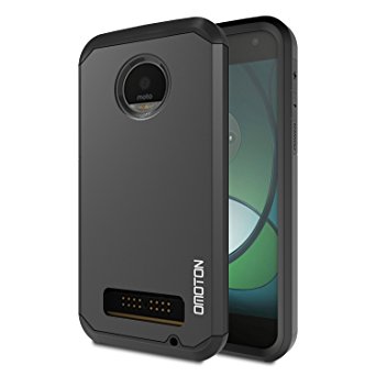 OMOTON Moto Z Play Case - Dual-Layer [Soft TPU Interior] [Durable PC Exterior] Case For Motorola Moto Z Play Droid, Black