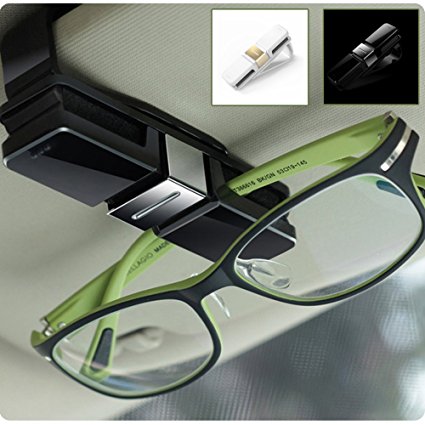 HaloVa Car Glasses Holder, Car Visor Sunglasses Ticket Clip Holder, Double Sunglasses Mount Eyeglasses Clip Cash Money Card Holder for Auto Sun Visor/Air Vent, Black