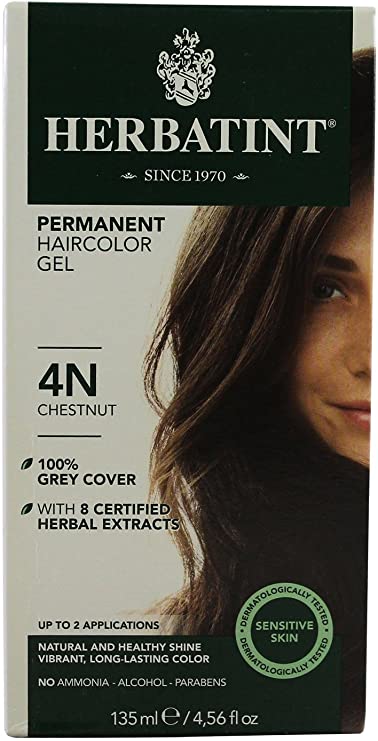 Herbatint Permanent Herbal Hair Color Gel, Chestnut, 4N, 2 pk