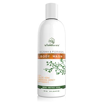 Wild Naturals Eczema Body Wash : With Manuka Honey   Aloe Vera, for Sensitive Skin, Unscented, Anti Itch Healing Psoriasis Soap, Dry Skin Relief, Moisturizing and Sulfate Free
