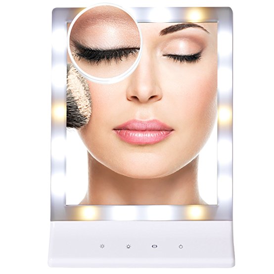 Lifewit Led Vanity Makeup Mirror with Touch Screen, Removable 10x Magnification and USB Charging,White