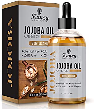 Kanzy Jojoba Oil Organic Cold Pressed 120ml 100% Pure Jojoba Oil for Face, Nails, & Skin, Carrier Oil for Essential Oils Perfect Hair Oil for Hair Growth and Body Oil for Women & Men
