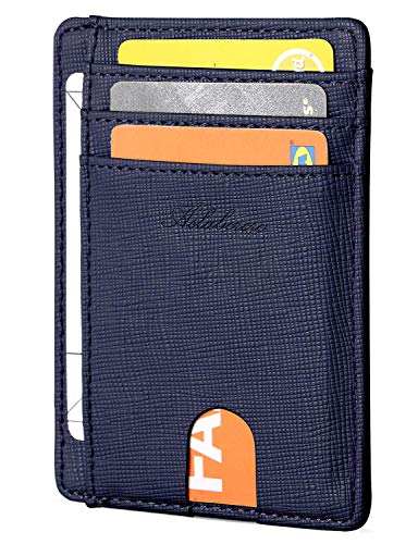 AslabCrew Super Slim Wallets,RFID Blocking Genuine Leather Front Pocket Minimalist Wallets