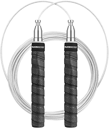 Imrider Fast Speed Jump Rope, Premium Quality with Self-Locking Adjustable Design, Tangle-Free Ball Bearing Cable Weighted Speed Rope, Anti-Slip Handles -Great for Boxing, MMA, Fitness，Home Gym