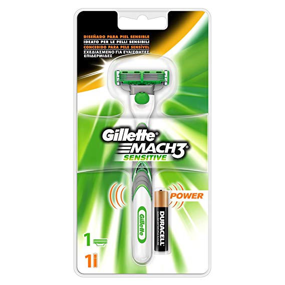 Gillette Mach3 Sensitive Power Razor elctrica Razor for Men, Includes Battery