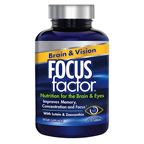 Focus Factor Brain & Vision Eye Vitamin & Mineral Supplement with Lutein and Zeaxanthin, 120 Count, 30 DAY SUPPLY