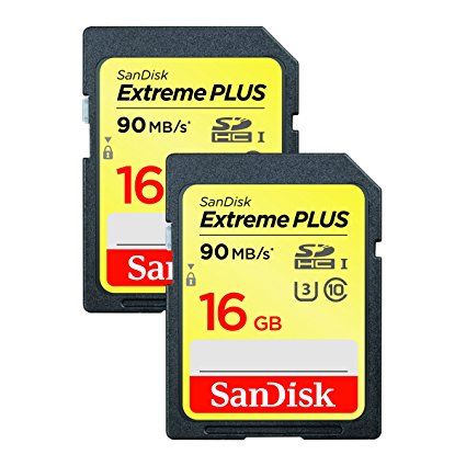 SanDisk Extreme PLUS 16 GB SDHC Memory Card up to 90 MB/s, Class 10 - Twin Pack