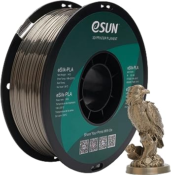 eSUN Silk Metal PLA Filament 1.75mm, Silky Metallic 3D Printer Filament PLA, Dimensional Accuracy  /- 0.05mm, 1KG Spool (2.2 LBS) 3D Printing Filament for 3D Printers, Silk Bronze