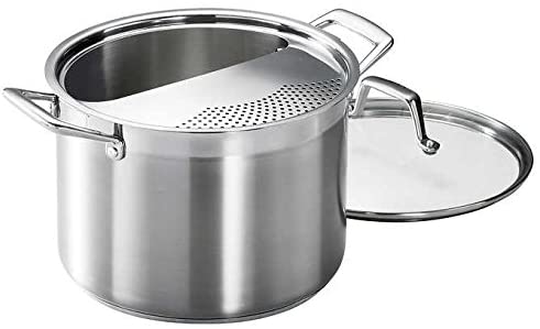 Tramontina 8-Quart Gourmet Stainless-Steel Covered Stock Pot with Lock and Drain