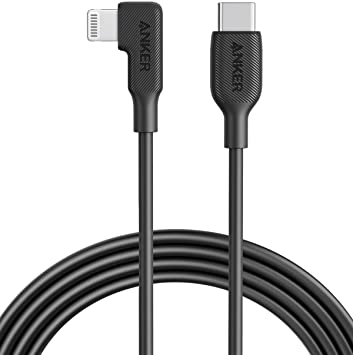 Anker USB-C to 90 Degree Lightning Cable (6 ft), MFi Certified, Supports Power Delivery for iPhone SE / 11 Pro/X/XS/XR / 8 Plus/AirPods Pro, iPad 8, iPod Touch, and More(Black)