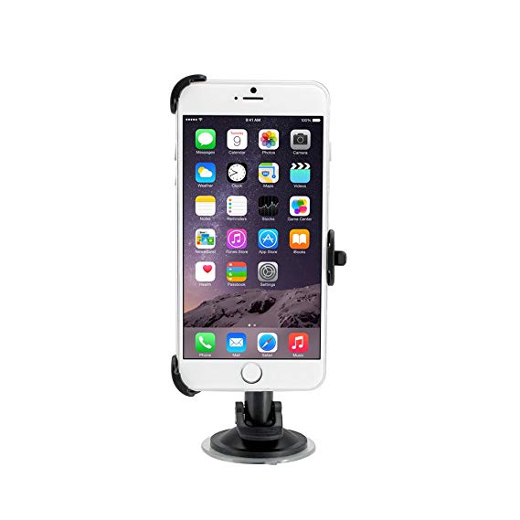 Gearonic Car Vehicle Windshield Adjustable Dashboard Mount Rotating Stand Holder with Suction Cup for iPhone 6 Plus 5.5-Inch - Non-Retail Packaging - Black