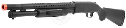 Airsoft M500 Tactical Full Stock Pump Action Spring Shotgun