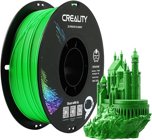 Creality PLA Filament 1.75mm, 3D Printer Filament, 1.0kg (2.2lbs) Spool, No Warp Enhanced Toughness, Dimensional Accuracy ±0.03mm Printing Filament, for FDM 3D Printers (Fluorescent Green)