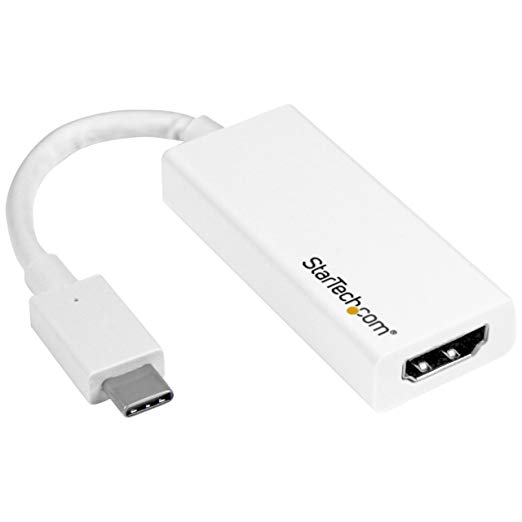StarTech.com CDP2HD4K60W USB-C to HDMI Adapter – White – 4K 60Hz – Thunderbolt 3 Compatible – USB-C Adapter – USB Type C to HDMI Dongle Converter