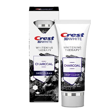 Crest 3D White Whitening Therapy Charcoal Deep Clean Fluoride Toothpaste, Invigorating Mint, 3.5 Ounce