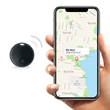 Safedome SD Mini Bluetooth Tracker, Smart Finder for Lost Keys, Wallets, Purses, and Bags. Small Bluetooth Phone Tracking Device with Replaceable Battery and Free Companion App - Black