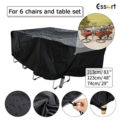 ESSORT Patio Cover, Outdoor Furniture Lounge Porch Sofa Protector Waterproof DustProof Protective Loveseat Covers Black 83.5'' x 48.4'' x 29''