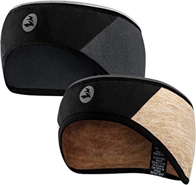 Empirelion Running Windproof Fleece Headband 360º Reflective Thermal Ear Warmer/Muffs 2 Pack for Men Women