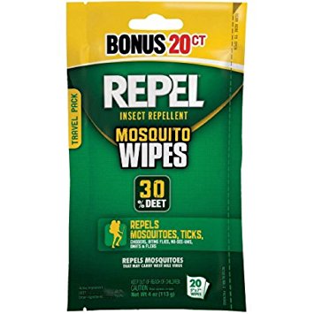 Repel 94100 Sportsmen 30-Percent Deet Mosquito Repellent Wipes, 2 Packs of 20 Count - 40 Total!