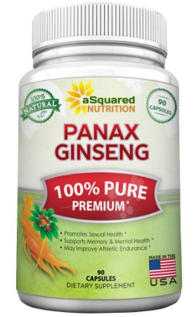 Pure Red Korean Panax Ginseng (1000mg Max Strength) 90 Capsules Root Extract Complex, High Potency Ginsenosides in Seeds, Asian Powder Supplement, Tablet Pills for Sex & Mental Health for Men & Women