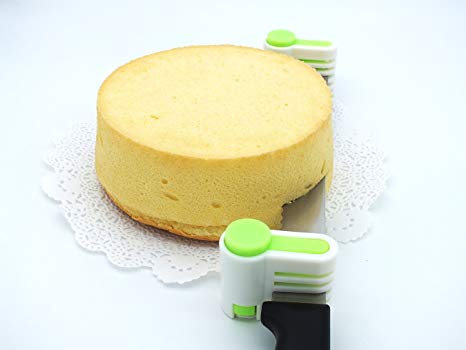2PCS DIY Cake Slicer, Stratification Auxiliary, Bread Slice, Toast Cut, 5 Layers Leveler Slicer, Kitchen Fixator Tool (2, Green)