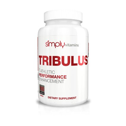 Simply Vitamins Tribulus Terrestris 750 mg 100 capsules - All Natural Ayurvedic Herbal Supplement for Stimulating Testosterone Production - Increases Strength and Weight Lifting Ability - Promotes Muscle Growth and Raises Libido - 3 Month Supply