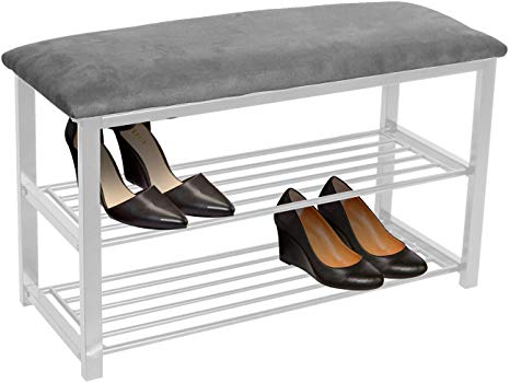 Sorbus Shoe Rack Bench – Shoes Racks Organizer – Perfect Bench Seat Storage for Hallway Entryway, Mudroom, Closet, Bedroom, etc (Gray/White)