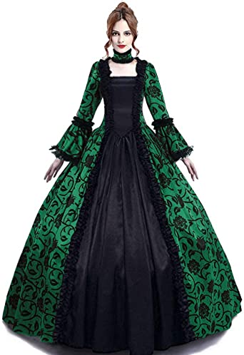 Medieval Queen Vitorian Dress Gothic Lace Bell Sleeve Ball Gown Renaissance Royal Fancy Masquerade Vampire Costume