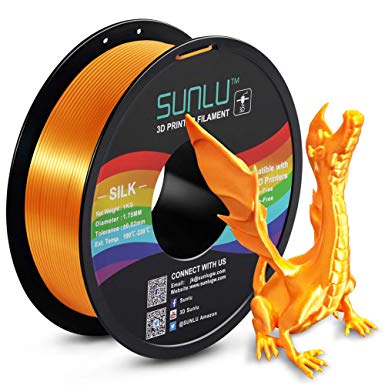 SUNLU Silk PLA Filament 1.75mm, 3D Printer Filament Silk, Silky Shiny Filament PLA for 3D Printers and Pens, 1kg(2.2Lbs)/Spool, Silk Brass