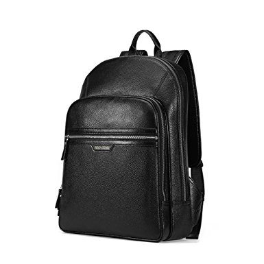 BISON DENIM Multipurpose Genuine Leather Laptop Travel Hiking Daypack Casual School Bag Rucksack