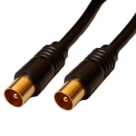 kenable RF Coaxial TV Aerial Lead Coax Male Plug to Plug Black Cable GOLD 1.5m