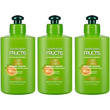 Garnier Fructis Sleek & Shine Intensely Smooth Leave-In Conditioning Cream, 10.2 Fl. Oz. (Packaging May Vary), 3 Count