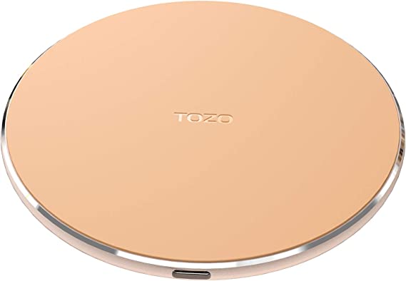 TOZO W1 Wireless Charger 10W Thin Aviation Aluminum Computer Numerical Control Technology Fast Charging Pad Champagne(NO AC Adapter)