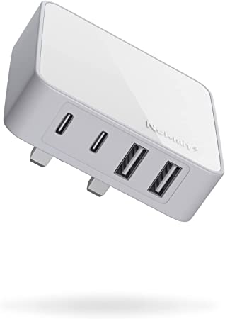 Nekmit 52W 4 Port USB C Charger, Dual 20W USB C PD 3.0 Fast Wall Charger Block for iPhone 13/13 Mini/13 Pro/12/12 Pro, Galaxy, Pixel, iPad, AirPods and More