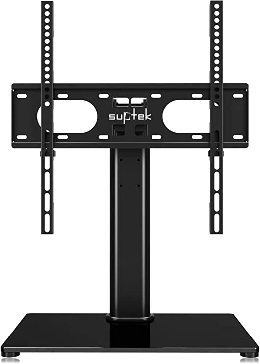 Suptek Universal Swivel Cantilever Table Top Pedestal TV Stand with Bracket for 26"-55" TVs Holds 50kg Max. VESA 400x400mm Height Adjustable Mount TS003-1