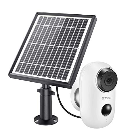 ZOSI 1080p Wireless Battery Camera with Solar Panel, 2.4Ghz WiFi Security Camera Outdoor Indoor,Rechargeable Battery, Two Way Audio, PIR Motion Alerts,Night Vision, Cloud Storage and SD Card Storage