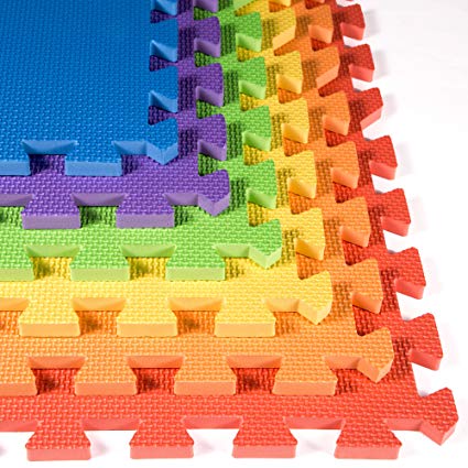 IncStores - Rainbow Foam Tiles - 2ft x 2ft Interlocking Foam Children's Portable Playmats (Rainbow, 42 Tile Pack)