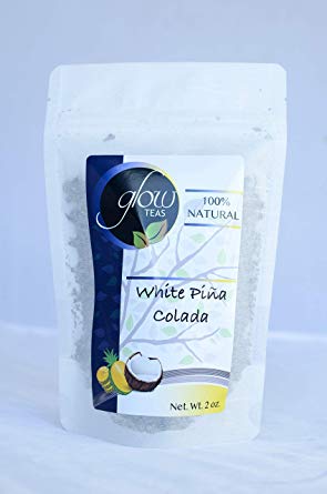 Glow Teas 100% Organic White Loose Leaf Tea With Pineapple and Coconut Chunks Fair Trade Antioxidant Packed Healthy Natural Caffeine Vitamin Rich (2 Oz)