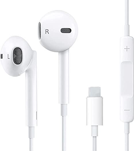 Headphones in-Ear Earbuds Wired Earphone Noise Reduction with Microphone and Volume Control, Compatible with Apple iPhone 13/12 Pro/11/Xs Max/XR/X/8/7 Plus Plug and Play