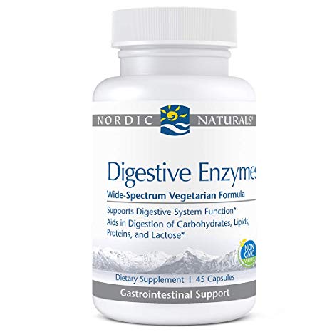 Nordic Naturals Pro Digestive Enzymes, Including Papain, Vegetarian Pancreatin Analog, and Lactase, Support for Normal Digestive System Function*, 45 Capsules