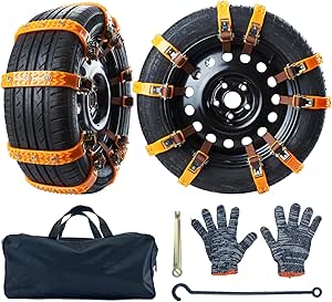 DEDC 10 PCS Car Snow Chains, Universal Fit Anti-Slip Car Chains,Winter Driving Security Chain, Emergency Thickening Anti Skid Snow Grips for SUV Car, Traction Mud Chain for Tire Width 7.2-11.6 Inches