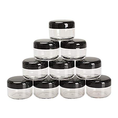 Pack of 10 Cosmetic Empty Jar Pot Eyeshadow Makeup Face Cream Container (Black)