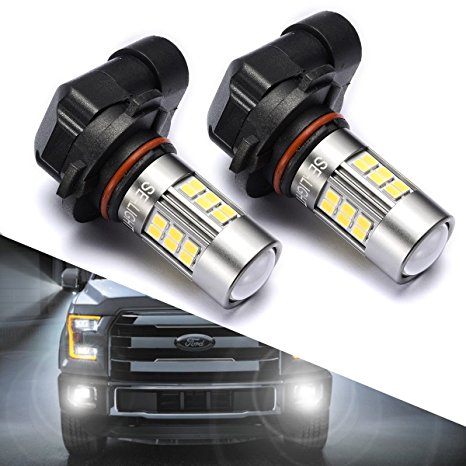 9145/9140/ H10 LED Fog Lights Bulbs or DRL, DOT Approved, SEALIGHT Xenon White 6000K, 27 SMD (Pack of 2), 2 Yr Warranty