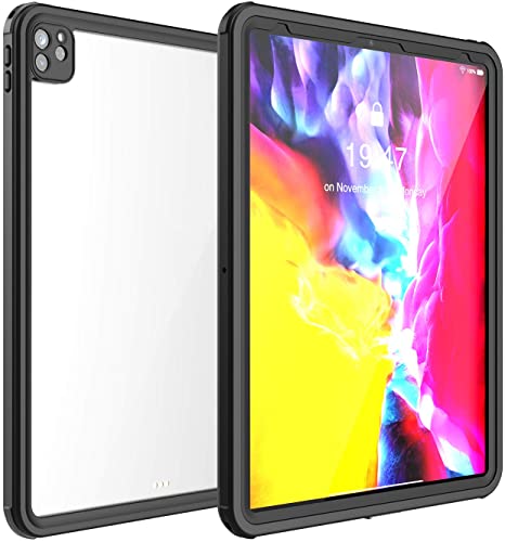 Waterproof Case for iPad Pro 12.9 2020 4th Gen,Shockproof Drop Proof Protective Case Premium Quality Cover High Touch Sensitivity with Kickstand Hand Rope for Apple New iPad Pro 12.9 2020 (Black)