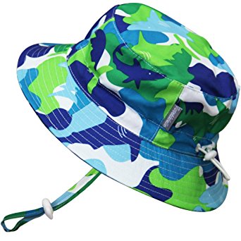 Baby Toddler Kids 50  UPF Bucket Sun Hat with Chin Strap, Size Adjustable Aqua Dry