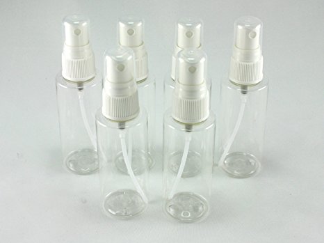 Skyway 2 OZ TSA Airline Carry On Approved Crystal Clear Plastic Travel Pump Spray Bottles Containers -Set of 6 - Refillable Durable Lightweight Perfect For Traveling and Purse - BPA Free