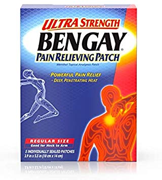 Ultra Strength Bengay Pain Relief Patch for Muscle, Pain, Regular 3.9 x 5.5 inches, 5 Count