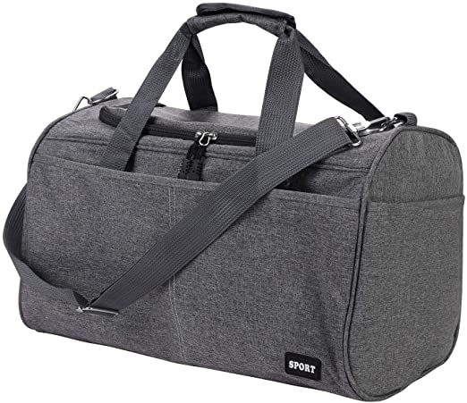 Qchomee Gym Bag Large Sports Bags Fitness Travel Duffle Bag Mens Womens High Capacity Waterproof Swimming Bags 20L Handbag Holdall Sports Shoulder Bag Tote Detachable Shoulder Strap Black, Grey